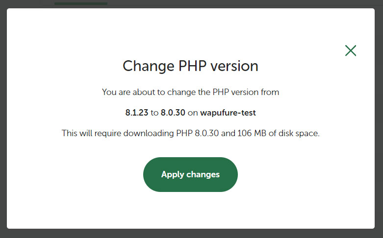PHPのバージョンの変更を確定する