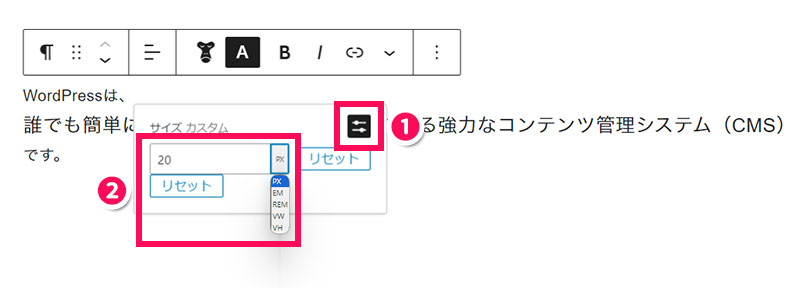 文字の大きさを数値で指定する